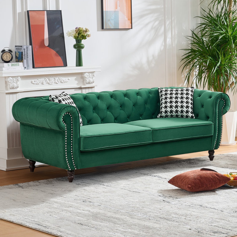 Canapé Chesterfield Munafo, Vert émeraude