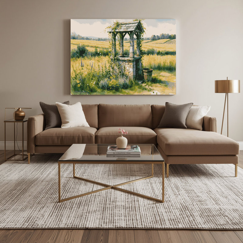 «Farm Water Well», art mural sur toile beige, H 8 po x l 10 po
