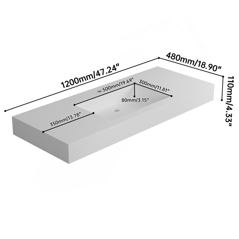 Lavabo de meuble-lavabo à surface en pierre et résine
