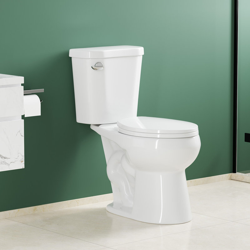 Toilette commerciale deux pièces GarveeHome - conforme ADA - bol allongé / rond, hauteur totale 17 à 19 po, chasse arrière siphonique 1,28 GPF, siège à fermeture en douceur