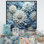 «Graceful Mums» noir et bleu pâle, peinture VI sur toile