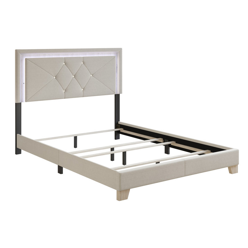 Beckville Upholstered Panel Bed with Headboard Lighting, King