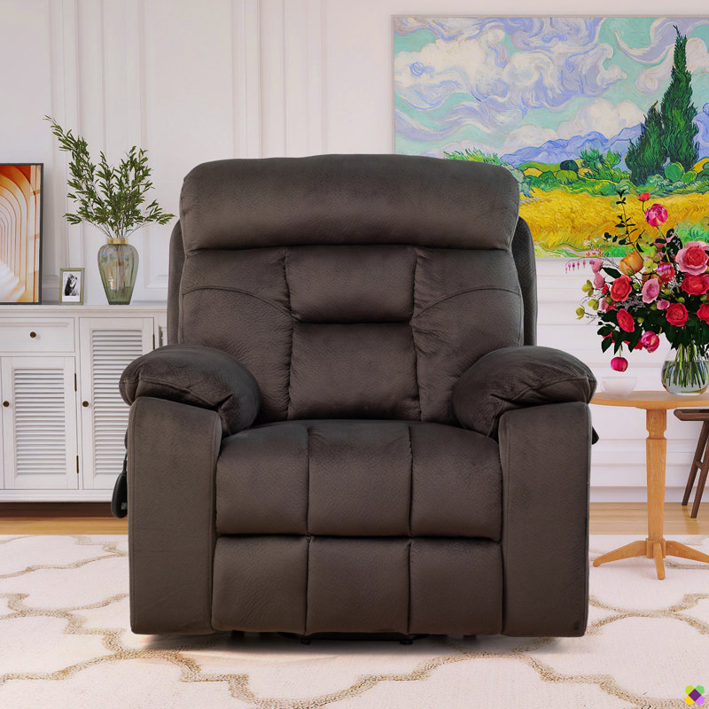 Annettia 40.94"W Oversize Upholsetery Liftable Massage Heater Power Recliner, Cup Holders, Dual Remote