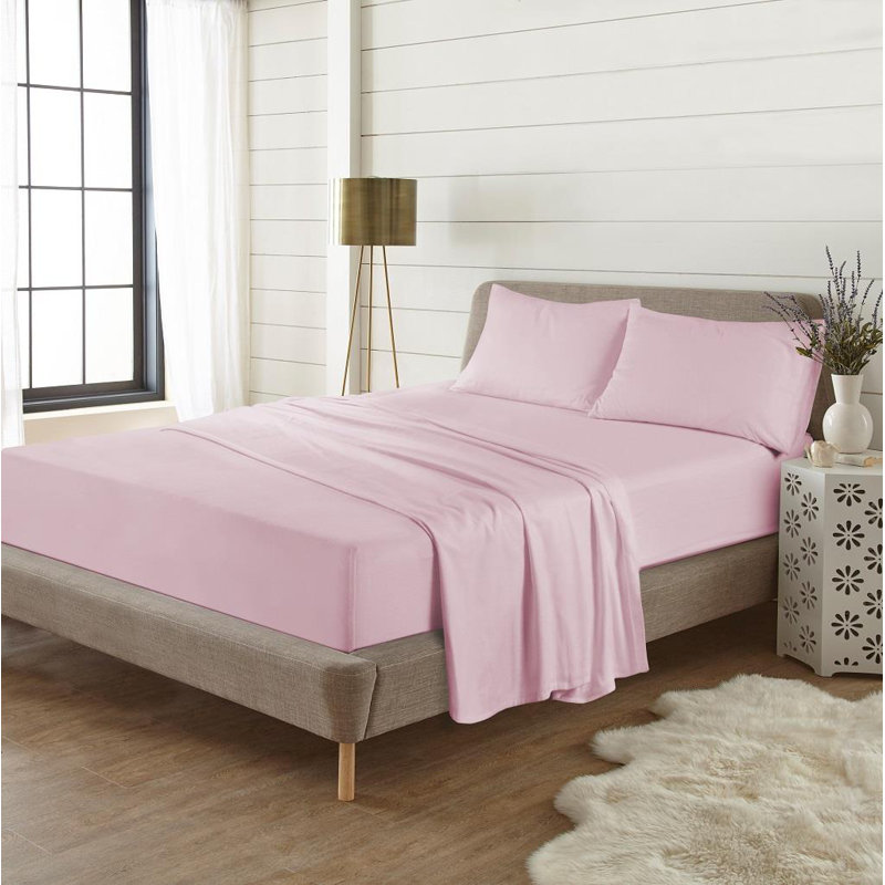 100% Cotton Sheet Set, Pink, Super King (6')