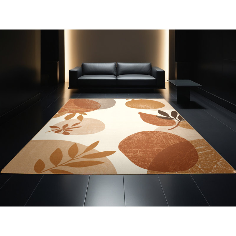 Soft Plush Ferrier Thanksgiving Modern & Contemporary Abstract Area Rug in Brown – LightBrown Binding, 2x4