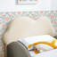 Lit simple mignon en forme de nuage pour enfants en cuir de polyuréthane avec garde-corps, lit pour tout-petits sécuritaire avec pochette de rangement beige et grise