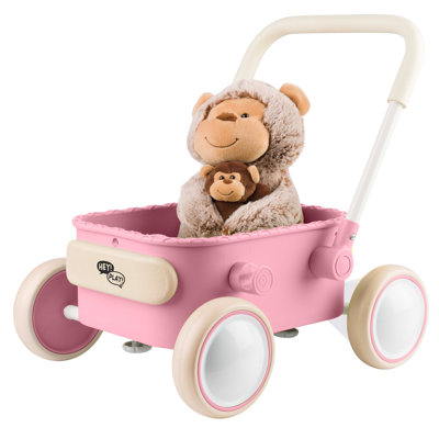 2-en-1, poussette et chariot pour tout-petits de 1 à 4 ans, jouet de marche pour l'intérieur et l'extérieur avec roues EVA lisses et conception pliante en un clic, jouets à pousser pour enfants de 1 an et plus