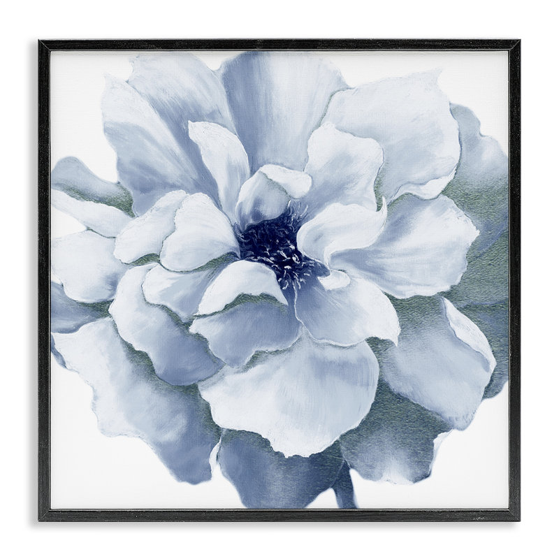 «Blue Radiant Bloom», art giclée sur toile blanche par Withaar, Giclée encadrée noir minuit, H 12 po x l 12 po