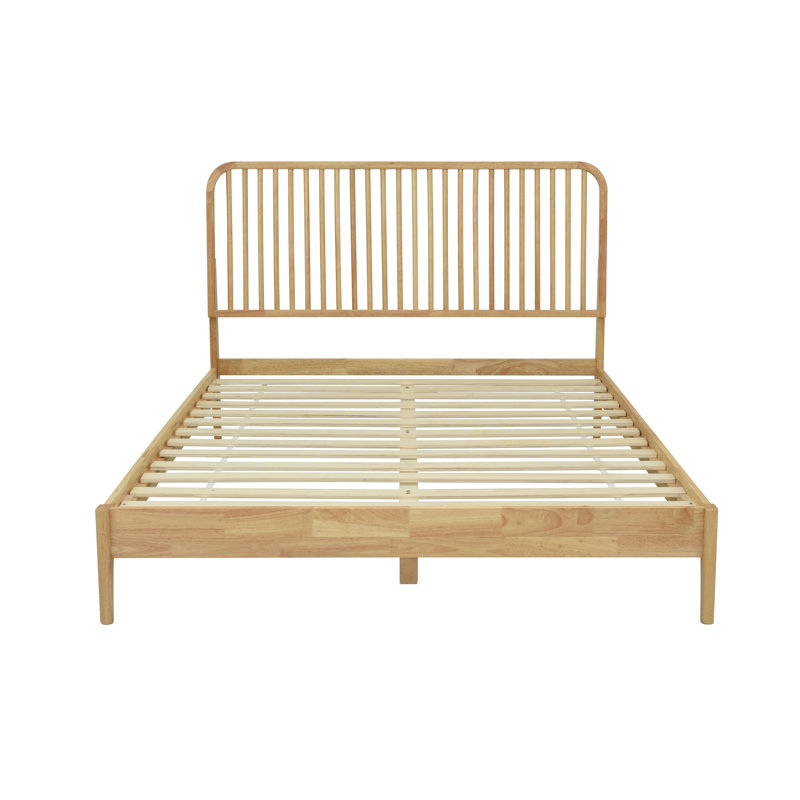 William King Solid Wood Spindle Headboard Bed Frame, Natural