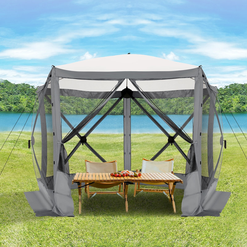 10FTx10FT Screen Room with Mosquito Netting, Gray