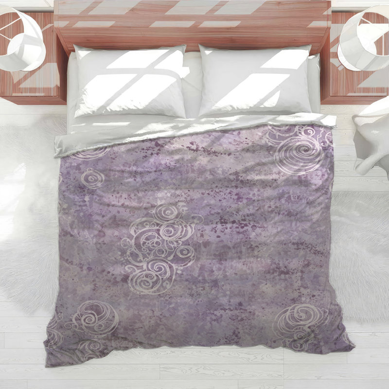 Édredon mauve à motif abstrait, Simple extra long