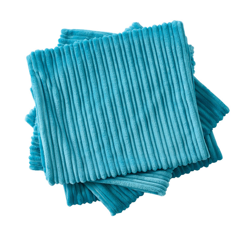Housse de coussin rectangulaire en flanelle nervurée, Bleu ciel