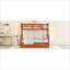 Lit plateforme superposé simple en bois massif brun chaud sur lit double avec tiroirs sous le lit pour les chambres partagées et les soirées pyjama
