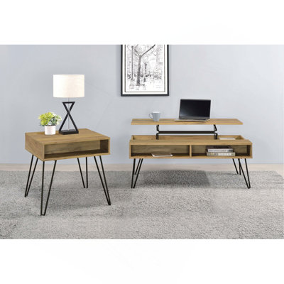 Amara Golden Oak And Black Lift Top Coffee Table