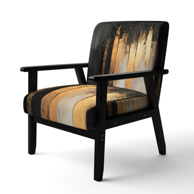 Abstract Modern Transitional Accent Chair - Gold And Black Modern Shapes Arm Chair