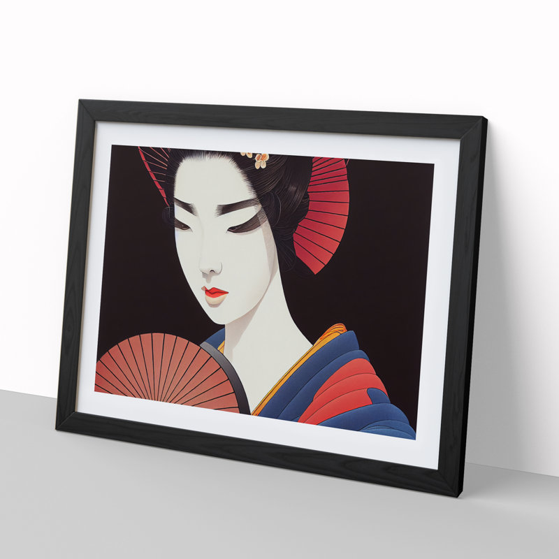 Gracious Geisha - Single Picture Frame Print, Black Framed, 46cm H x 64cm W x 2cm D
