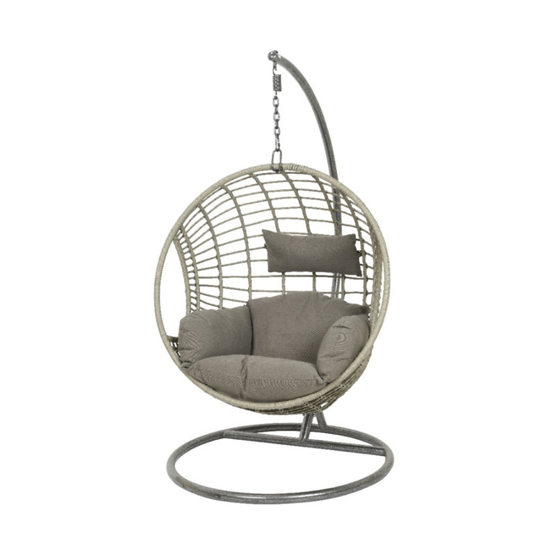 Chaise d'extérieur suspendue en osier London, Gris
