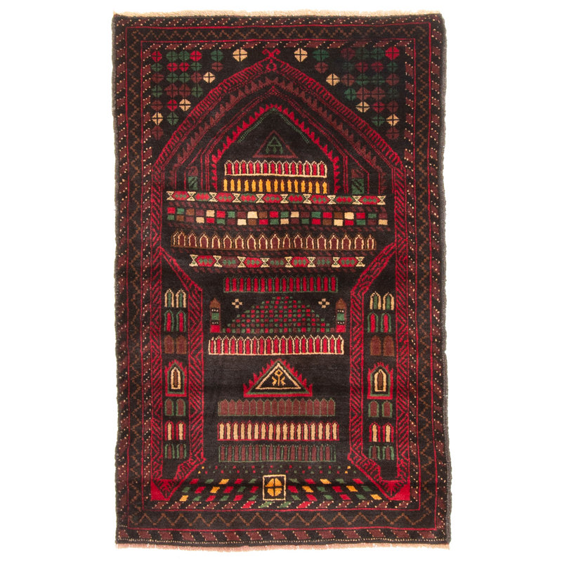 Tapis noir Teimani 2 pi 10 po x 4 pi 6 po