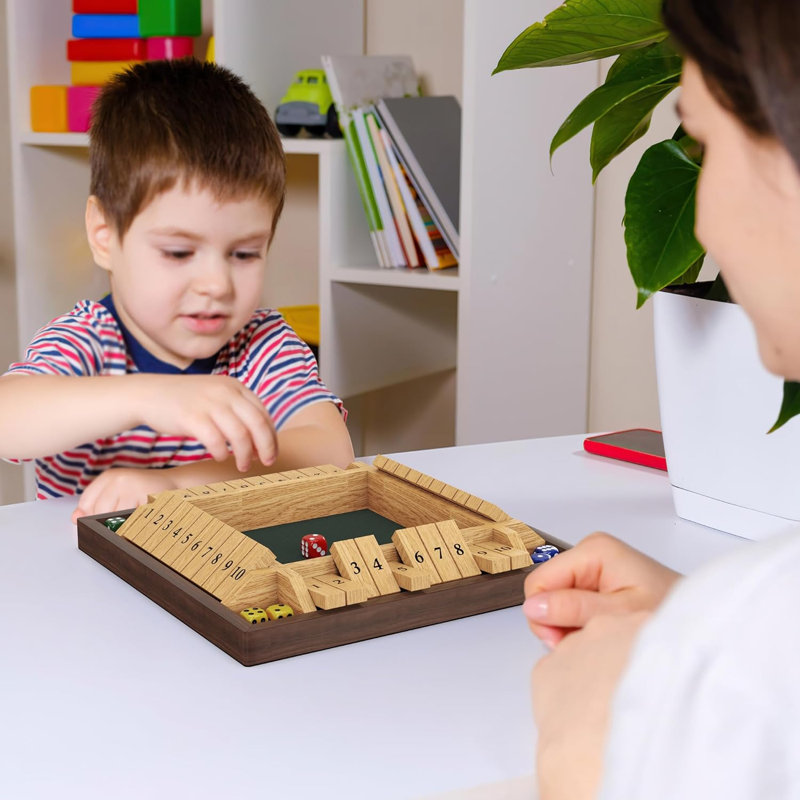 Shut The Box Game, jeu de dés en bois pour 4 joueurs