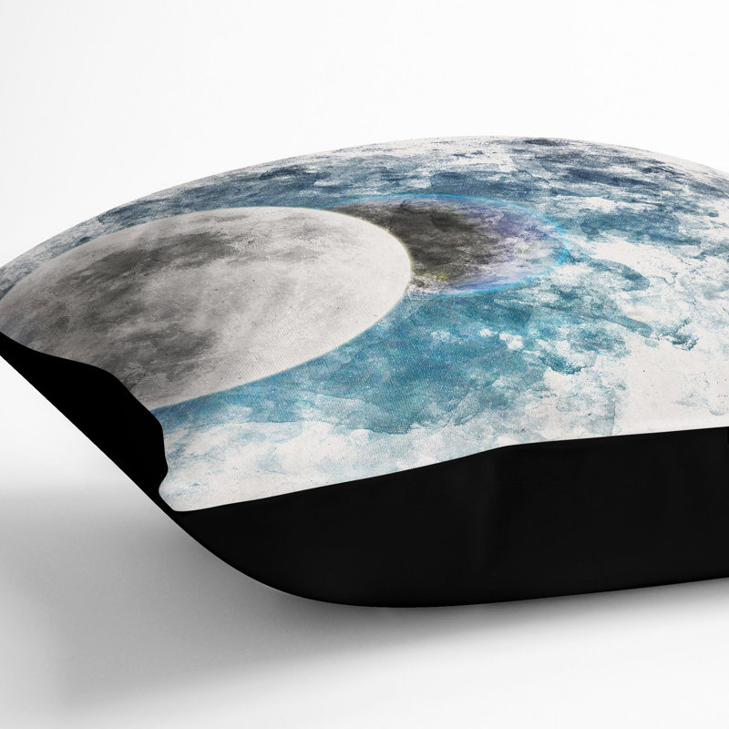 Earth Behind the Moon Cushion with Filling, 40cm H x 40cm W x 15cm D, Black