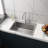 24In Silver Brushed Sink With Strong Stainless Steel Faucet And Drain Head For Laundry Use - 1.5Gpm