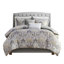 Housse de couette grise en coton king avec taies d'oreiller et oreillers, ensemble de 5 pièces pour lit avec attaches intérieures