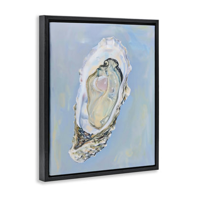  Detailed Oyster on Blue Framed Floater Canvas Wall Art by Arlington Prints