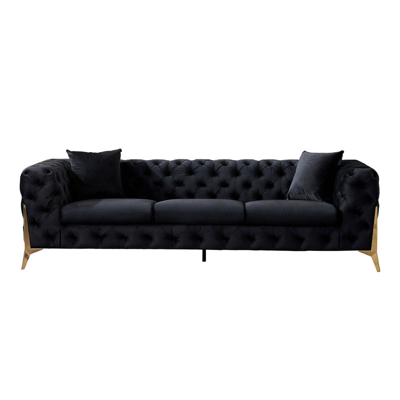 Ensemble de canapé rembourré Burdell 8001, Noir, noir, noir, noir