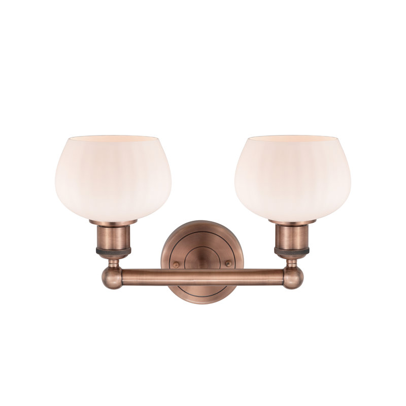 Éclairage pour meuble-lavabo à 2 lumières, Blanc mat, Cuivre antique