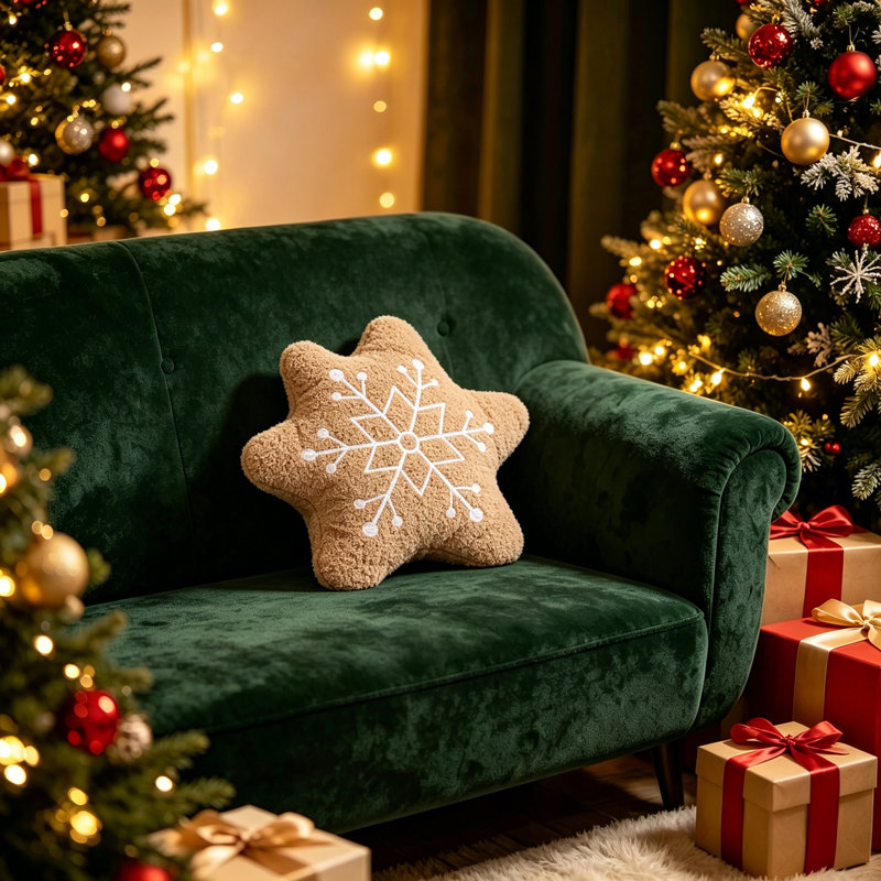 Coussin décoratif en polyester Snowflake - Coussin décoratif en forme de flocon de neige