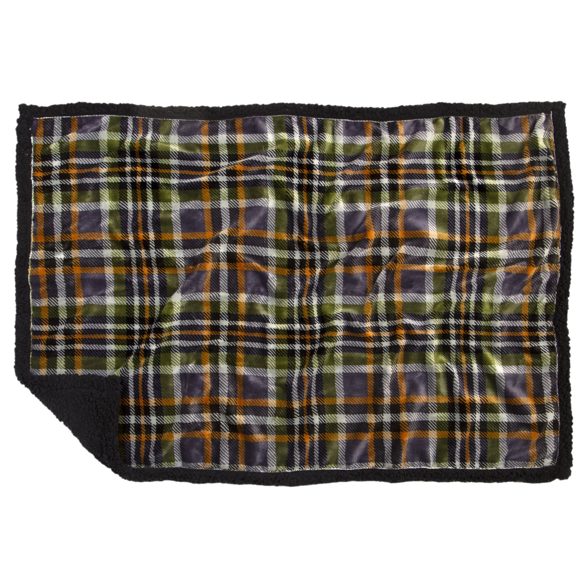 Carstens Inc. Grey Plaid Sherpa Dog Blanket, Black, Small 20X30