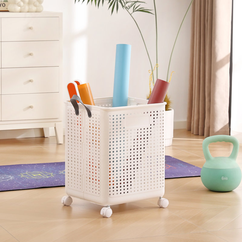 Paniers à linge pliables, panier à linge à roulettes, panier à linge pliable en plastique, 65 L