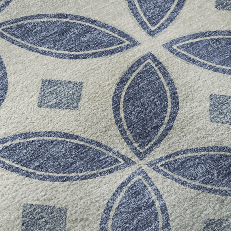 Premium Machine Washable Mayfield AMF2423 Geometric Rug, 1'8" x 2'6", Teal