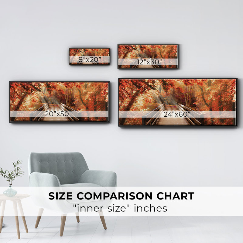 Autumn Bridge- Framed Canvas, 12" H x 30" W