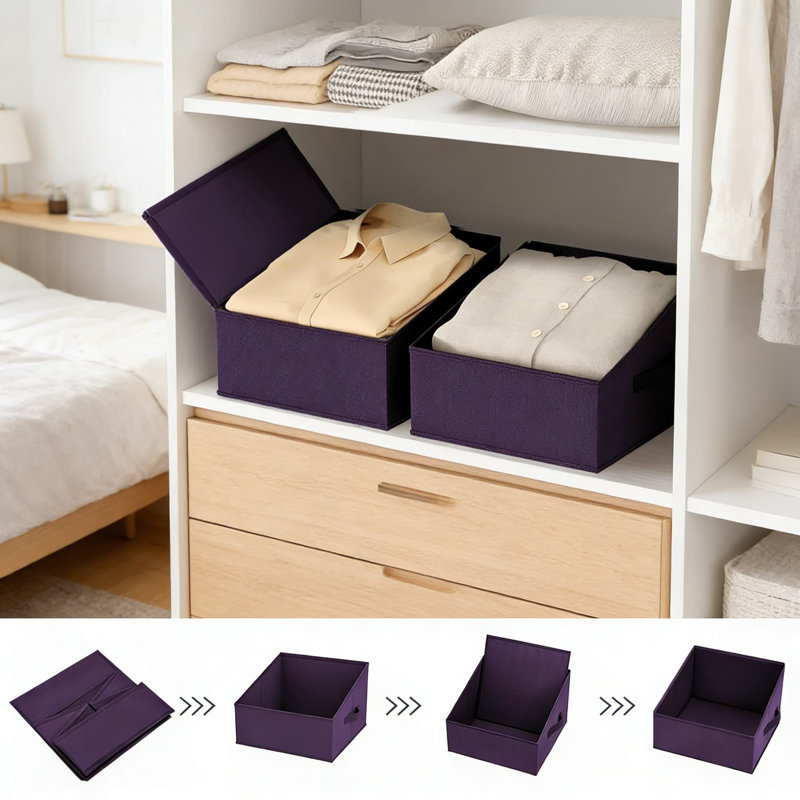 Fabric Storage Bins 6 Pack, Collapsible Closet Organizer Baskets With Trapezoid Design For Shelves, Sturdy Foldable Storage Cubes For Clothes, Toys, Books, And Home Organization