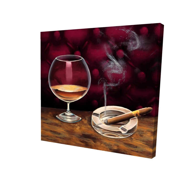 Toile contemporaine rouge alcool et cigare pour la maison