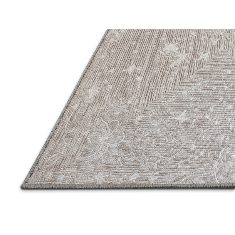 Machine Washable Gray Area Rug, Round 8'