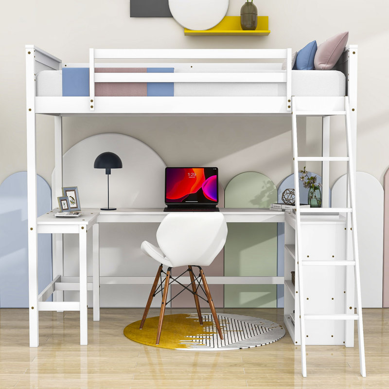 Ehlani Kids Loft Bed, Twin, White