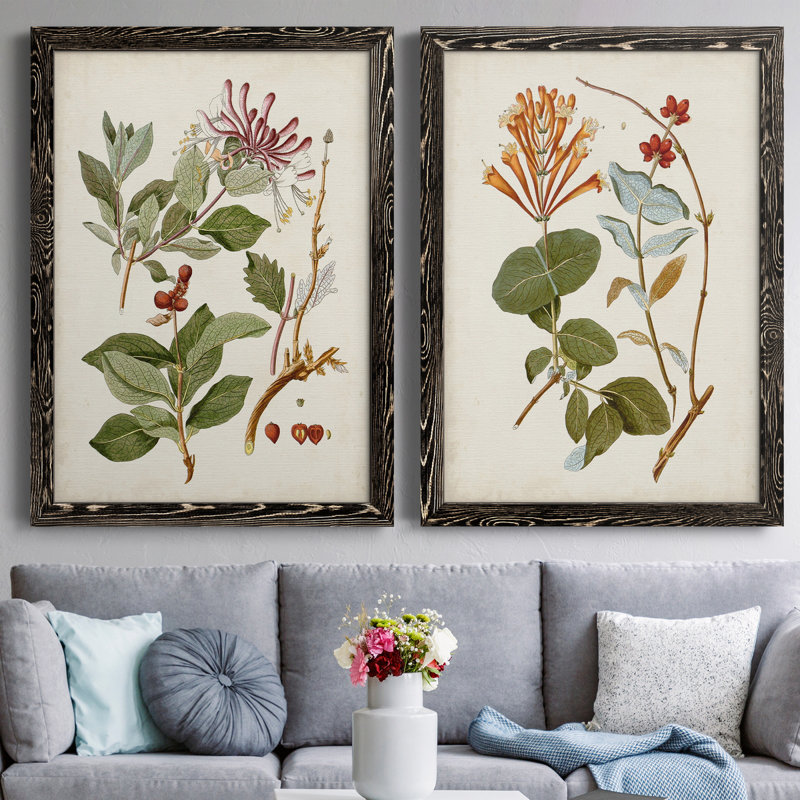 Arbres en fleurs rétro II - Toile encadrée de qualité supérieure - prête à être accrochée, H 43,5 po x l 63 po, Noir