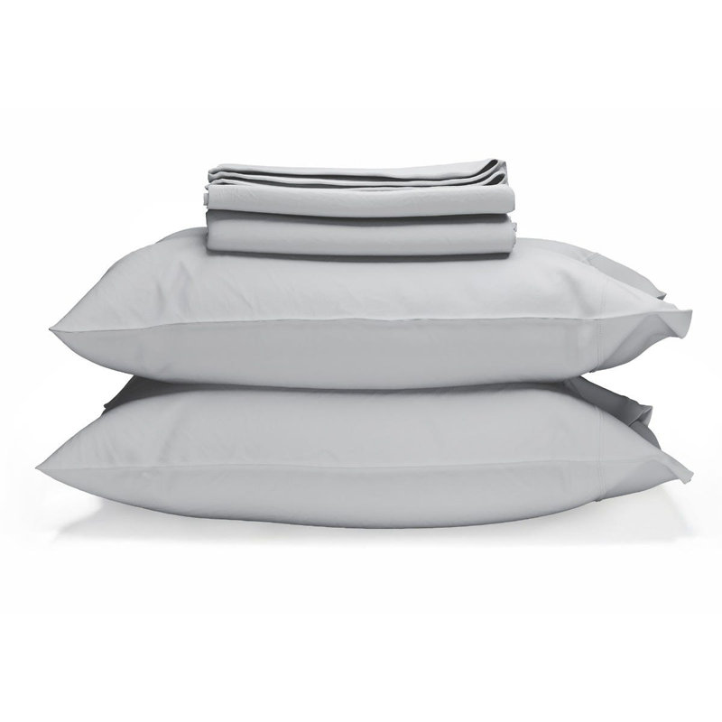 Organic Cotton Sheet Set 300TC Percale, Twin Sheet Set with 2 Pillowcases, Mist