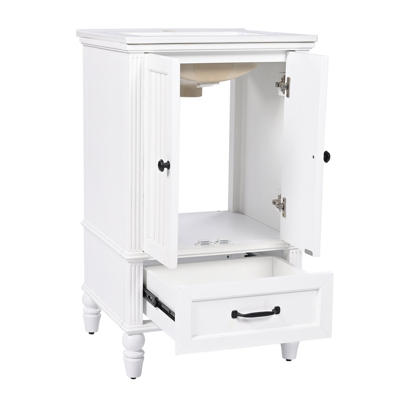 Meuble-lavabo simple 20 po avec comptoir en céramique