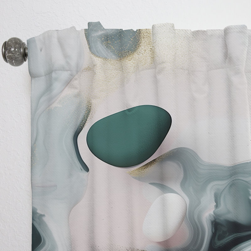 Gavrila - Green And White Contemplative Abstraction I - Modern Curtain - Velvet Room Darkening - 1 panel, 52" W x 63" L