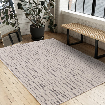 Tapis rayé blanc contemporain contemporain