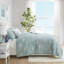 Ensemble de courtepointe brodée réversible en coton 4 pièces avec coussin décoratif double / grand turquoise-119744444