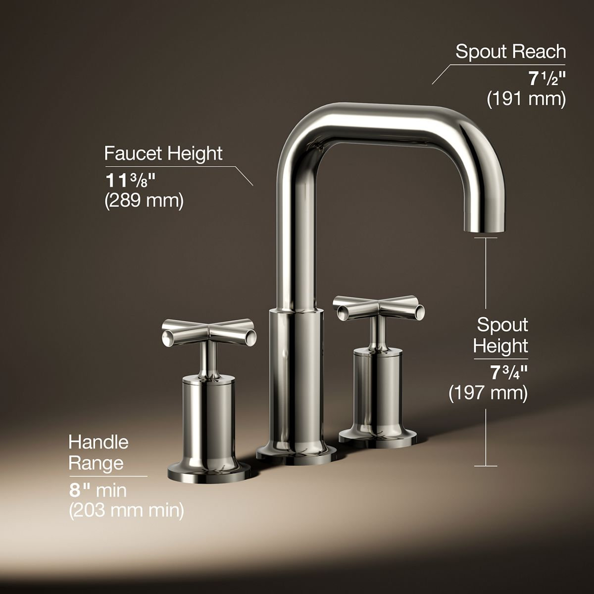 Purist Deck Bath Faucet Trim with Cross Handles, Vibrant Polished Nickel