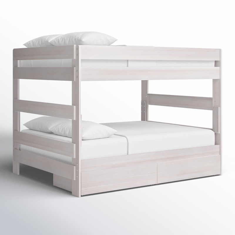 Kulik Kids Queen Over Queen Bunk Bed, White Wash