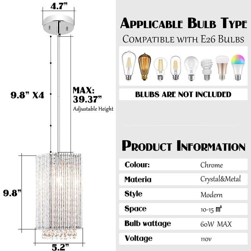 Luminaire suspendu en forme de B à 1 lumière Jenave