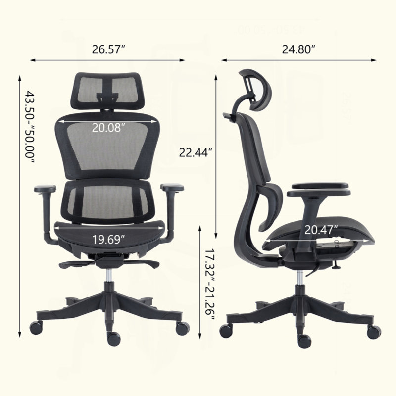 Fauteuil de bureau ergonomique en filet - 3 angles réglables (90 ° à 120 °) + accoudoirs 4D, roulettes pivotantes à 360 ° permettant d'économiser de l'espace