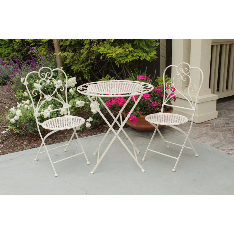 Uptown 2 - Person Patio Dining Set with Round Table, Vintage White