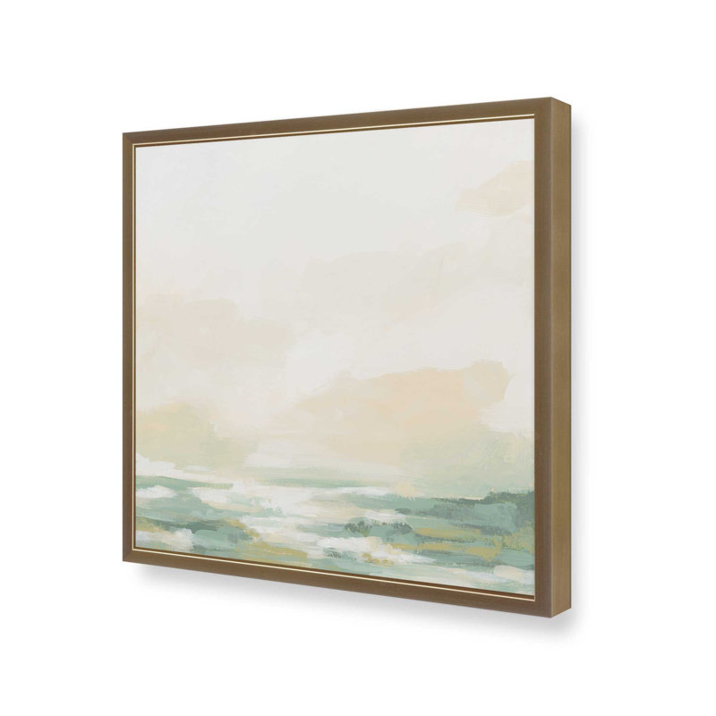 «Cloud-Kissed Landscape II», reproduction sur toile, Cadre d'angle ouvert brossé doré, H 17,75 po x l 17,75 po
